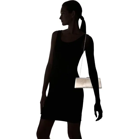 Chic Women’s Satin Frame Clutch with Shoulder Chain - Stylish for Formal Events - Picture 2 of 2